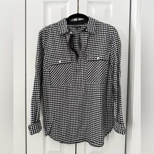J Crew Black and White Gingham Shirt
